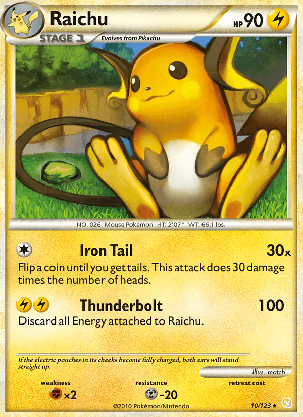 Carta Raichu 10/123 de HeartGold SoulSilver