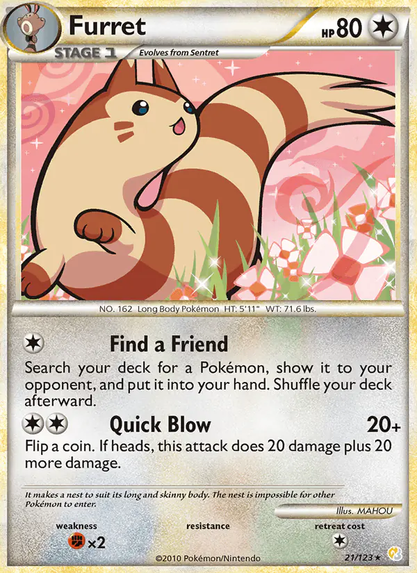 Carta Furret 21/123 de HeartGold SoulSilver