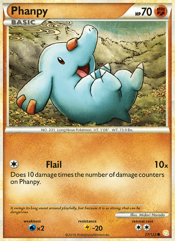 Carta Phanpy 77/123 de HeartGold SoulSilver