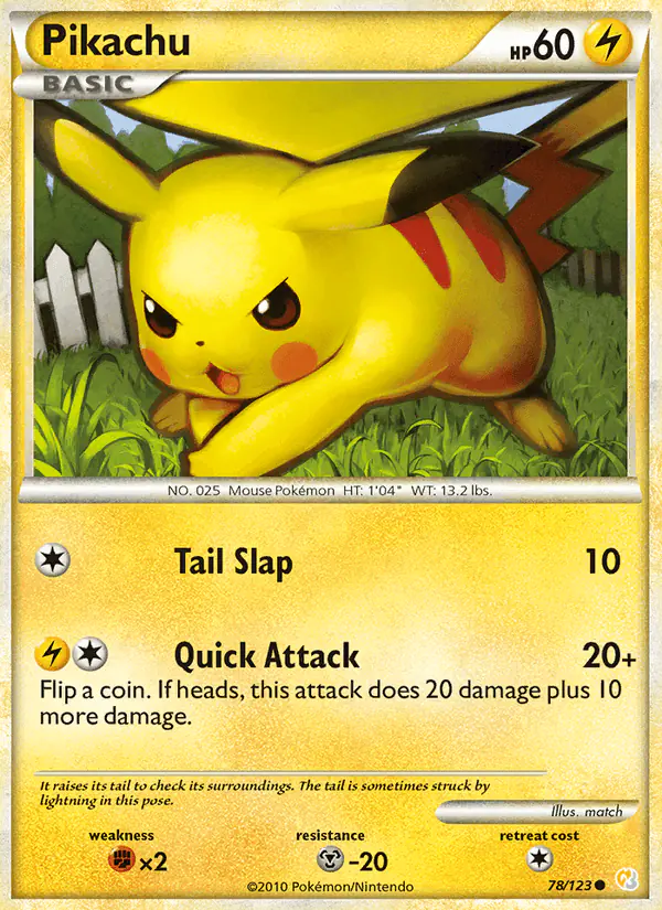 Carta Pikachu 78/123 de HeartGold SoulSilver