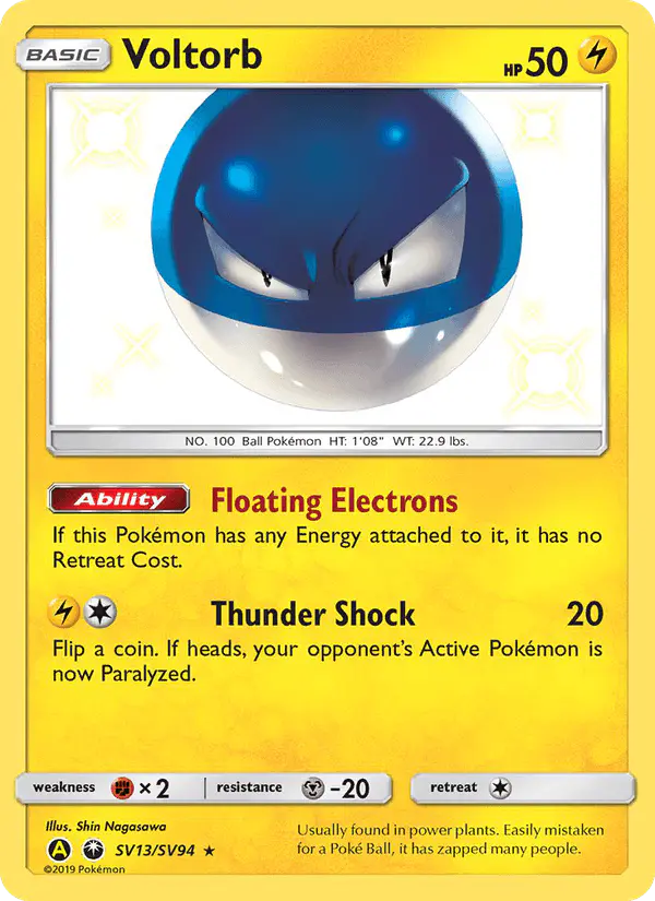 Carta Voltorb SV13 de Hidden Fates Shiny Vault