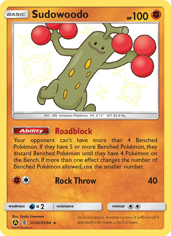 Carta Sudowoodo SV20 de Hidden Fates Shiny Vault