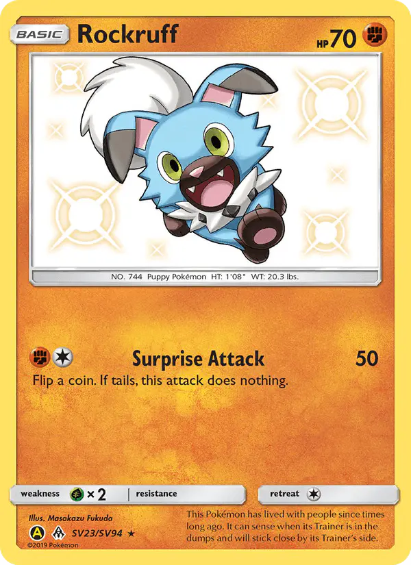 Carta Rockruff SV23 de Hidden Fates Shiny Vault