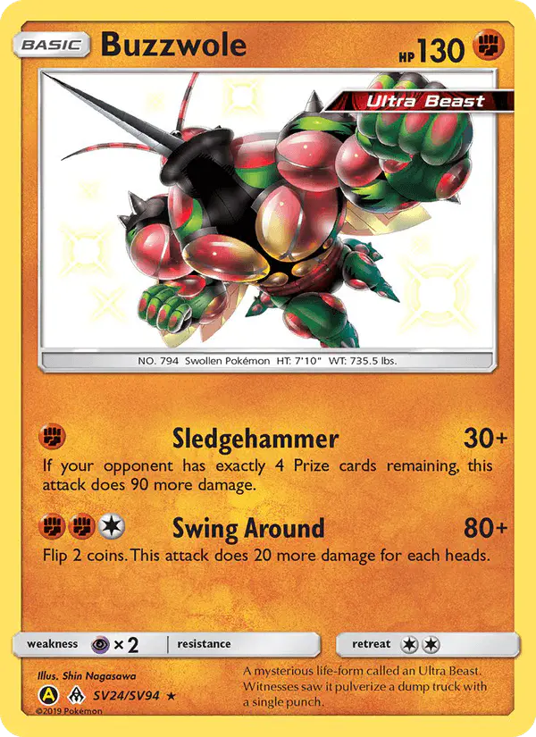 Carta Buzzwole SV24 de Hidden Fates Shiny Vault