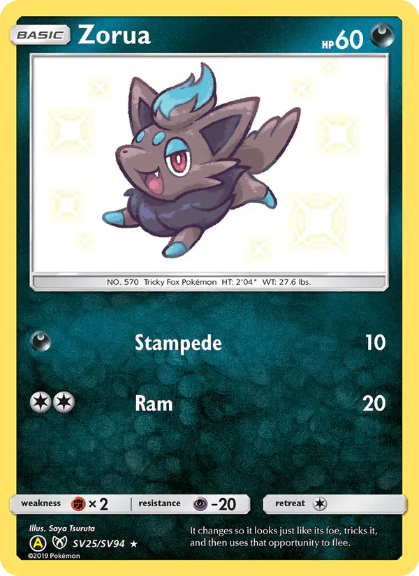 Carta Zorua SV25 de Hidden Fates Shiny Vault