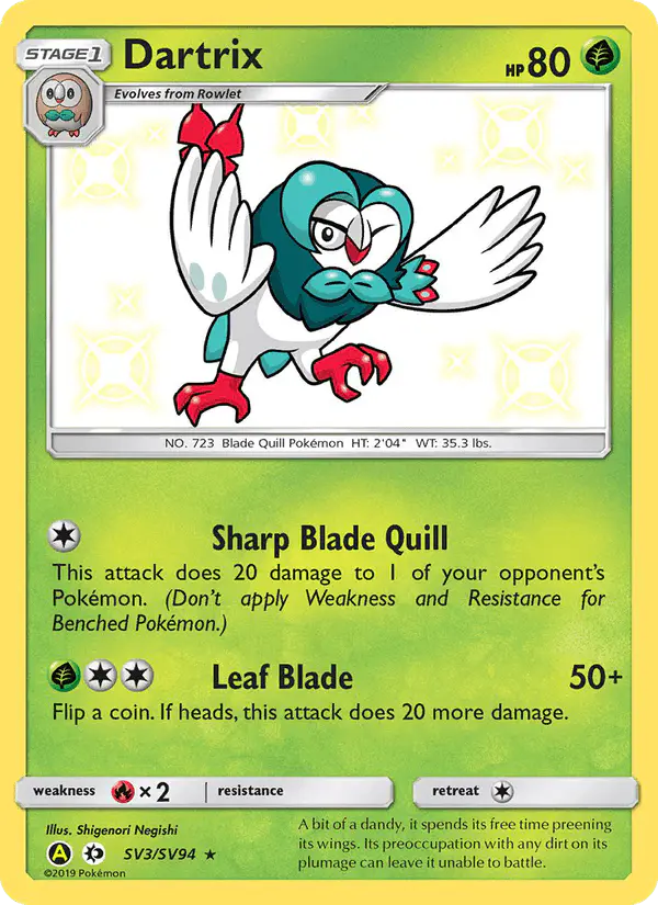 Carta Dartrix SV3 de Hidden Fates Shiny Vault