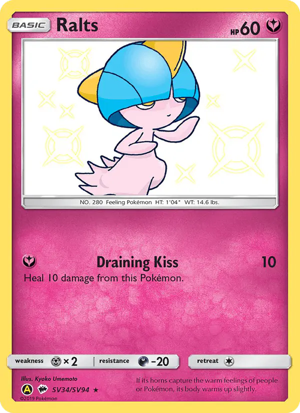Carta Ralts SV34 de Hidden Fates Shiny Vault