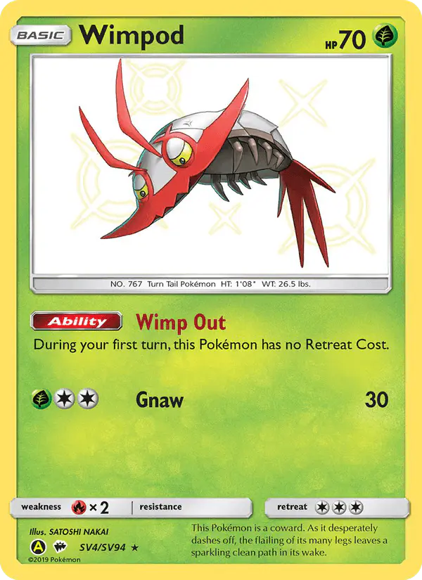 Carta Wimpod SV4 de Hidden Fates Shiny Vault