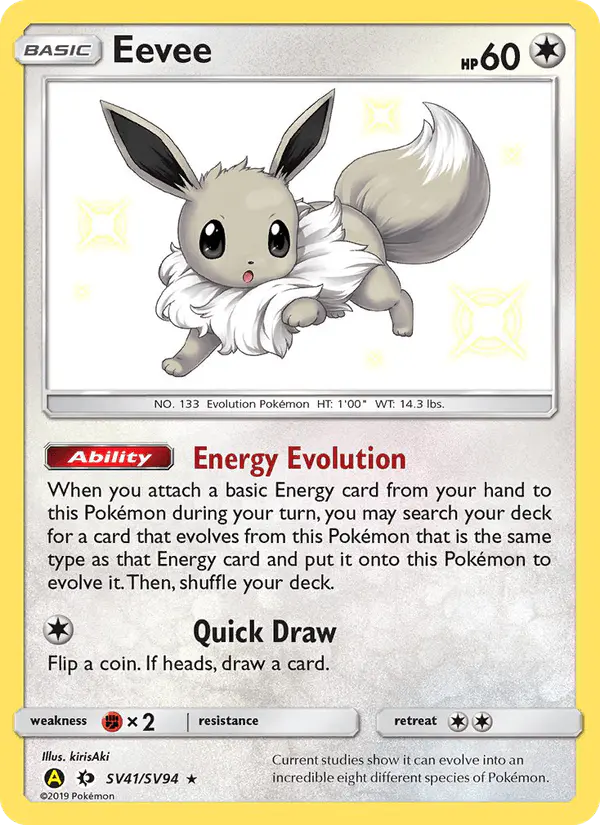 Carta Eevee SV41 de Hidden Fates Shiny Vault