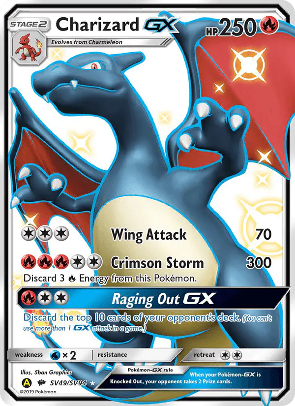 Carta Charizard-GX SV49 de Hidden Fates Shiny Vault