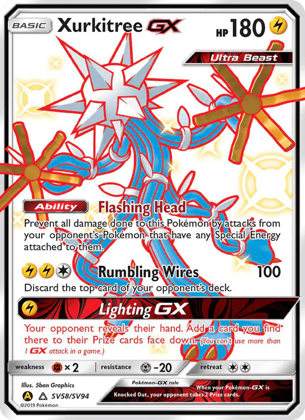 Carta Xurkitree-GX SV58 de Hidden Fates Shiny Vault