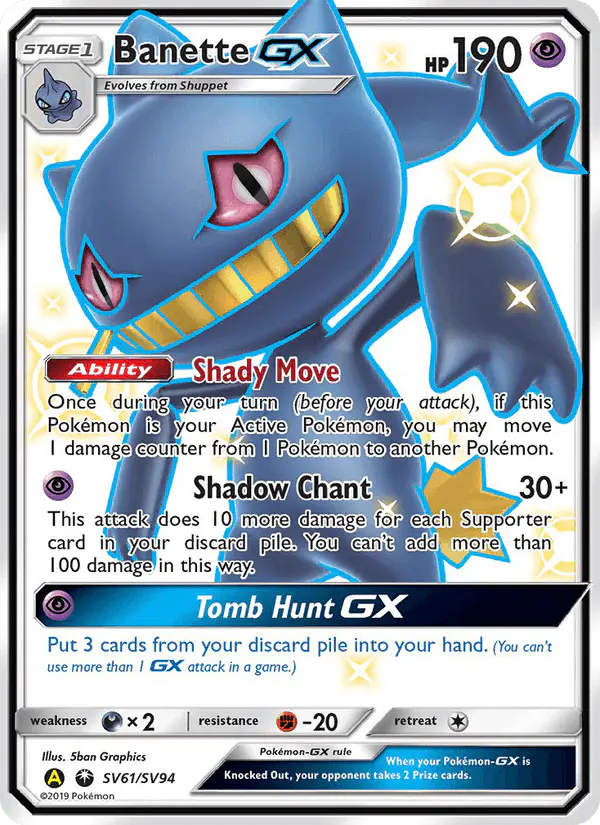Carta Banette-GX SV61 de Hidden Fates Shiny Vault