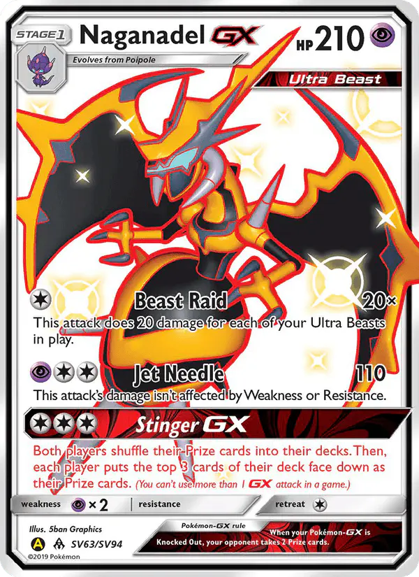 Carta Naganadel-GX SV63 de Hidden Fates Shiny Vault