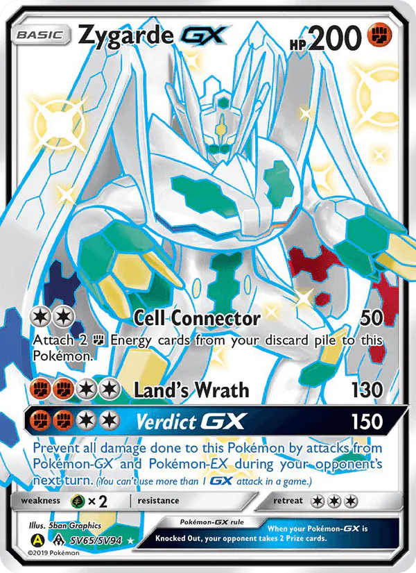 Carta Zygarde-GX SV65 de Hidden Fates Shiny Vault