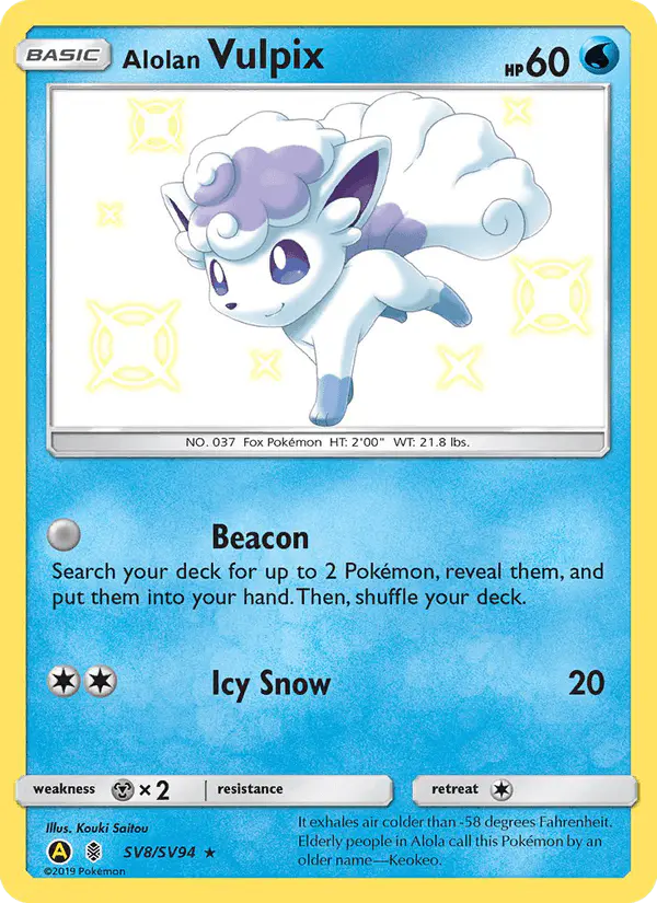 Carta Alolan Vulpix SV8 de Hidden Fates Shiny Vault