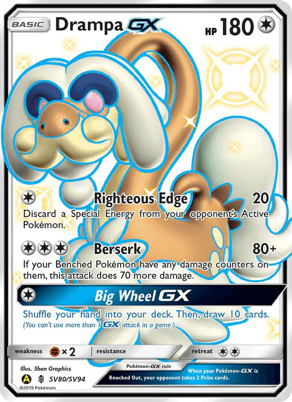 Carta Drampa-GX SV80 de Hidden Fates Shiny Vault