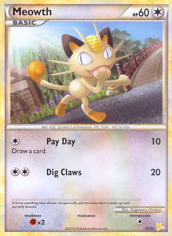 Carta Meowth 12/30 de HS trainer Kit (Raichu)
