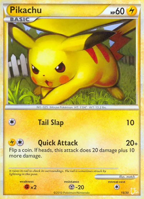 Carta Pikachu 16/30 de HS trainer Kit (Raichu)