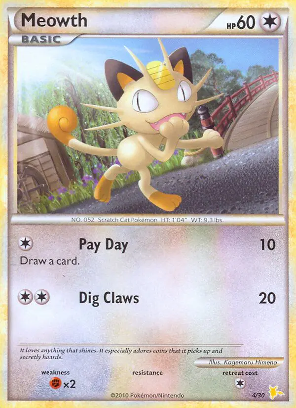 Carta Meowth 4/30 de HS trainer Kit (Raichu)