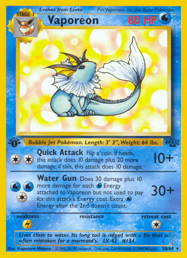 Carta Vaporeon 28/64 de Jungle