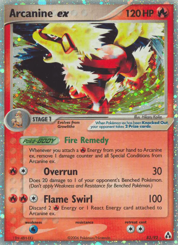 Carta Arcanine ex 83/92 de Legend Maker