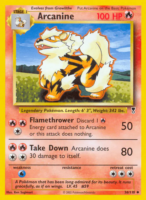 Carta Arcanine 36/110 de Legendary Collection