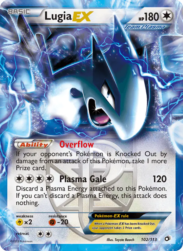 Carta Lugia-EX 102/113 de Legendary Treasures