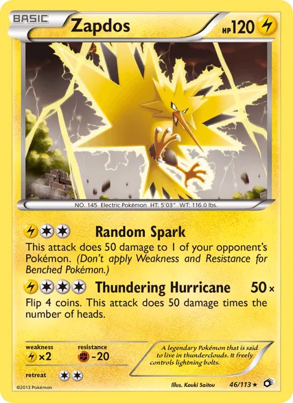 Carta Zapdos 46/113 de Legendary Treasures