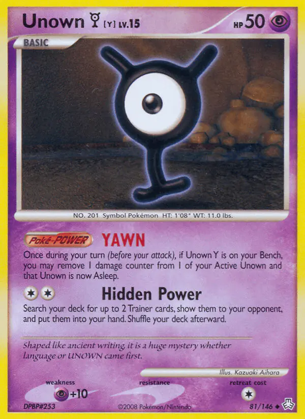 Carta Unown Y 81/146 de Legends Awakened