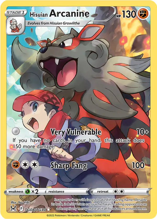 Carta Hisuian Arcanine TG08 de Lost Origin Trainer Gallery