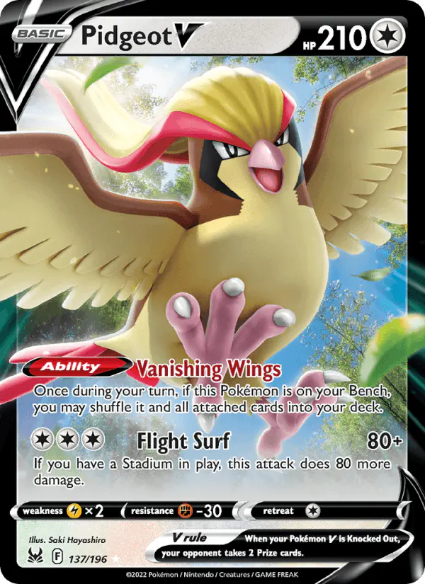 Carta Pidgeot V 137/196 de Lost Origin