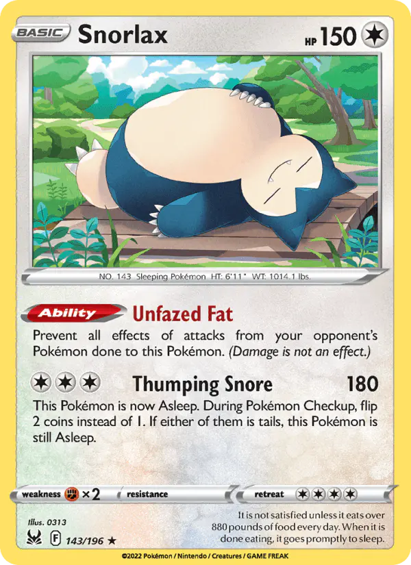 Carta Snorlax 143/196 de Lost Origin