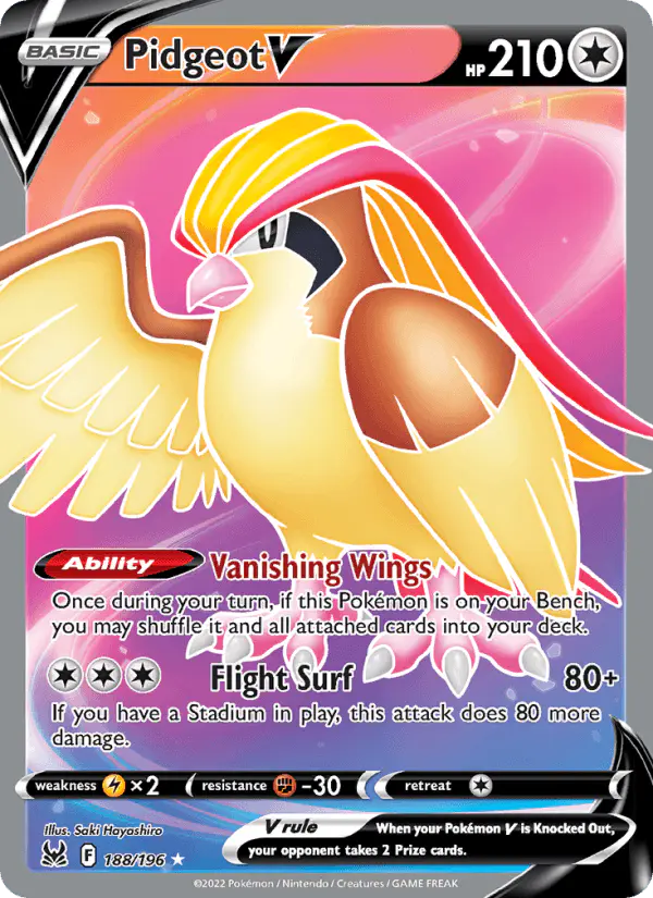 Carta Pidgeot V 188/196 de Lost Origin