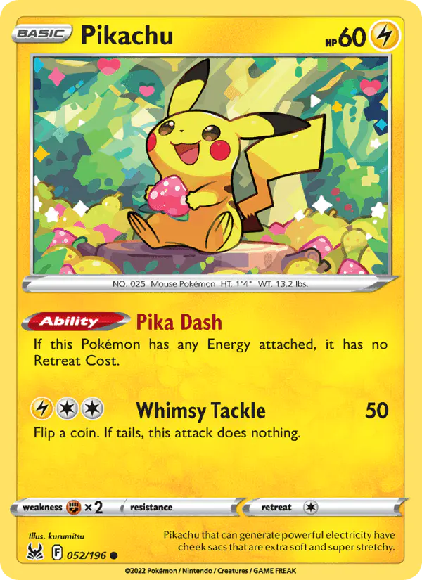 Carta Pikachu 052/196 de Lost Origin