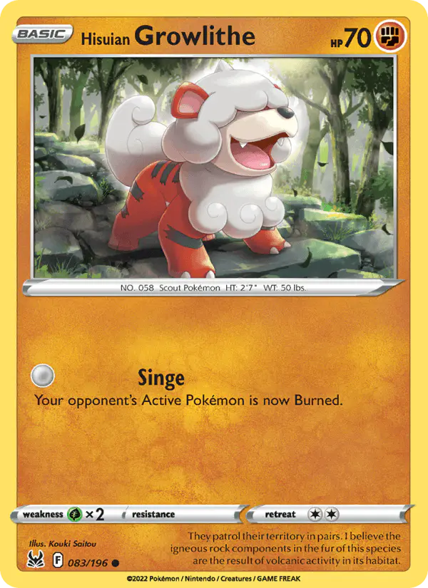 Carta Hisuian Growlithe 083/196 de Lost Origin