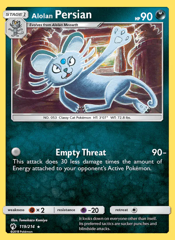 Carta Alolan Persian 119/214 de Lost Thunder