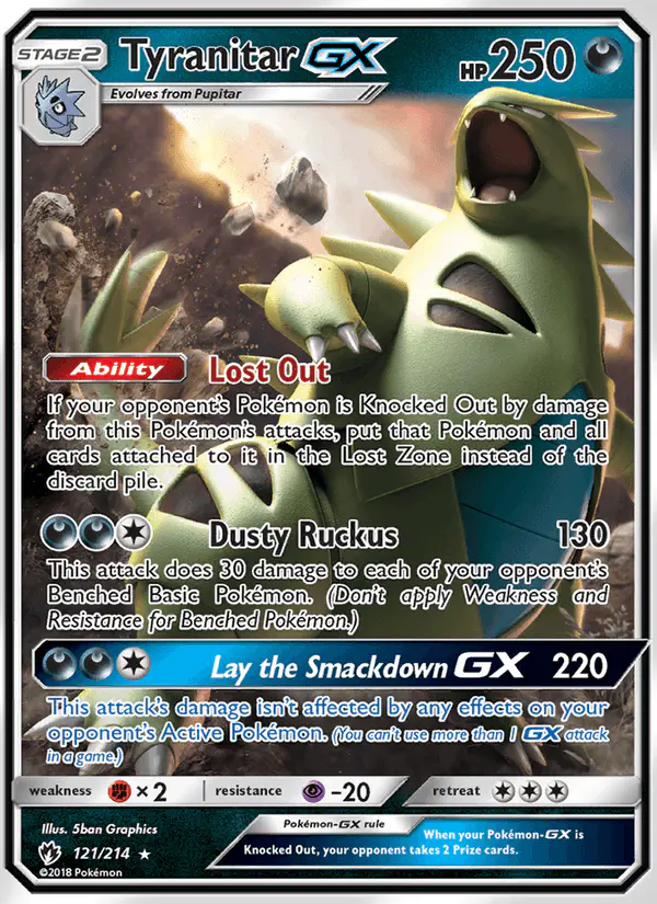 Carta Tyranitar GX 121/214 de Lost Thunder