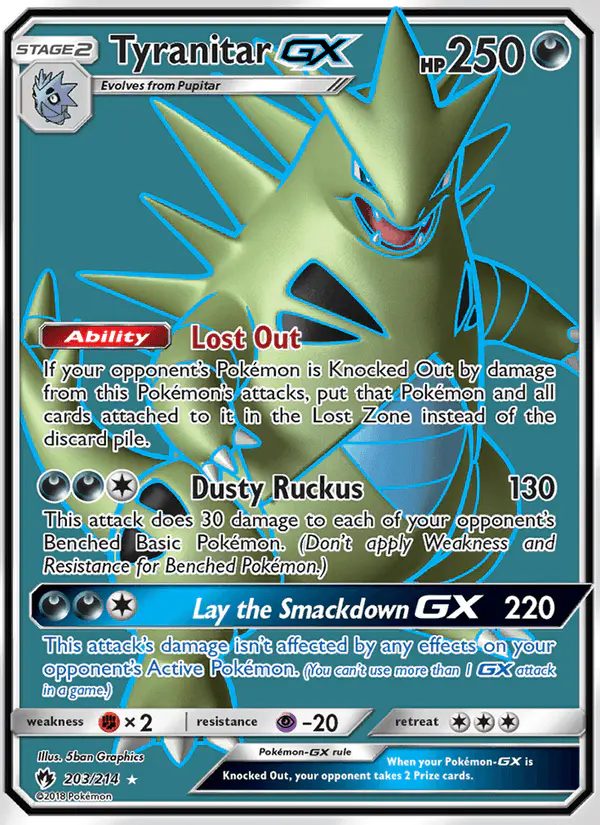 Carta Tyranitar GX 203/214 de Lost Thunder