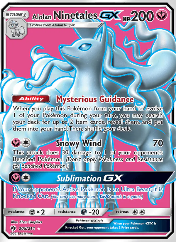 Carta Alolan Ninetales GX 205/214 de Lost Thunder