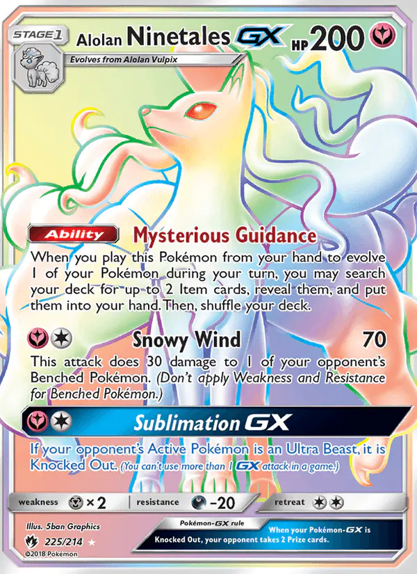 Carta Alolan Ninetales GX 225/214 de Lost Thunder