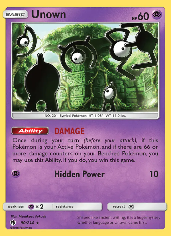 Carta Unown 90/214 de Lost Thunder