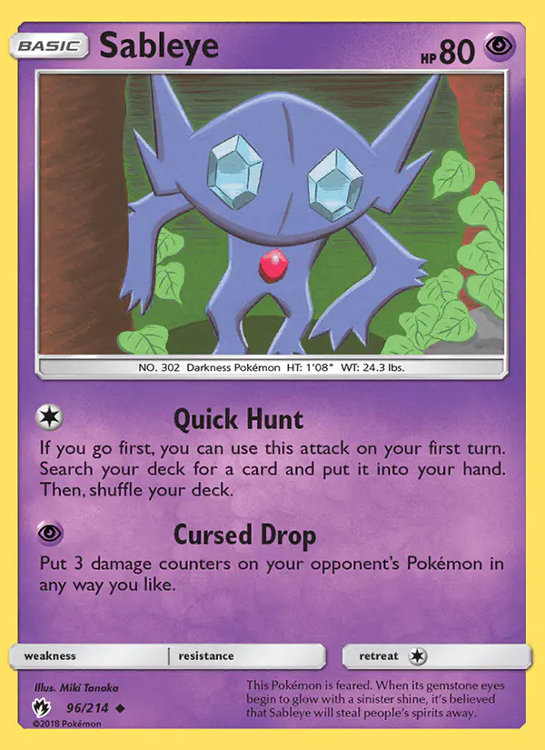 Carta Sableye 96/214 de Lost Thunder