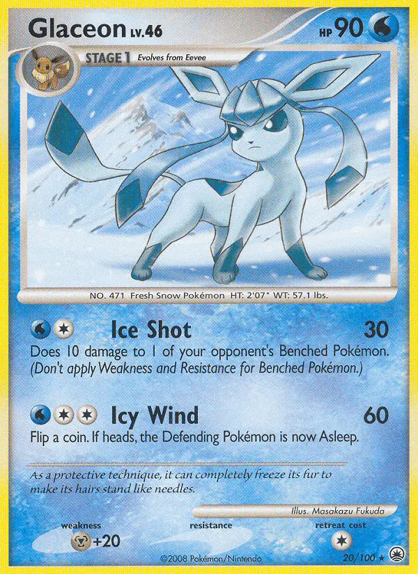 Carta Glaceon 20/100 de Majestic Dawn