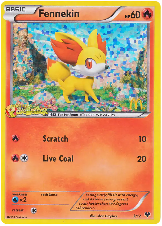 Carta Fennekin 3/12 de McDonald's Collection 2014
