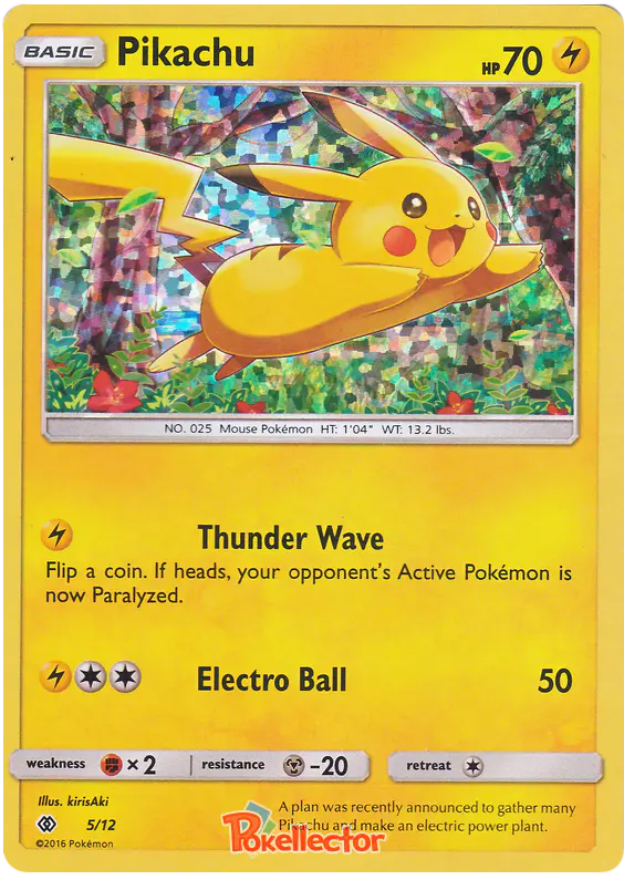Carta Pikachu 5/12 de McDonald's Collection 2017