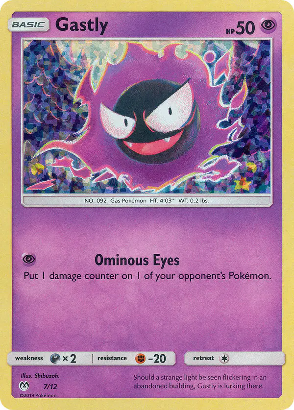 Carta Gastly 7/12 de McDonald's Collection 2019
