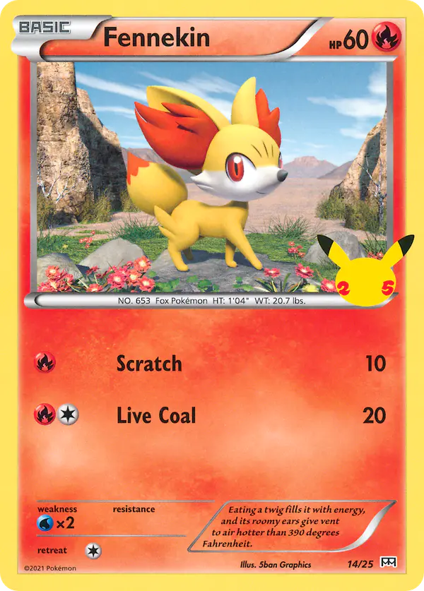 Carta Fennekin 14/25 de McDonald's Collection 2021
