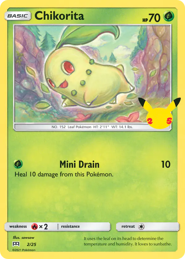 Carta Chikorita 2/25 de McDonald's Collection 2021