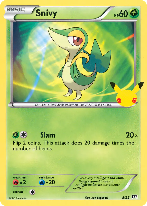Carta Snivy 5/25 de McDonald's Collection 2021