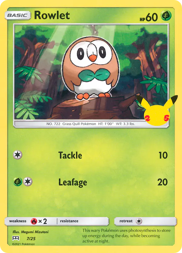 Carta Rowlet 7/25 de McDonald's Collection 2021